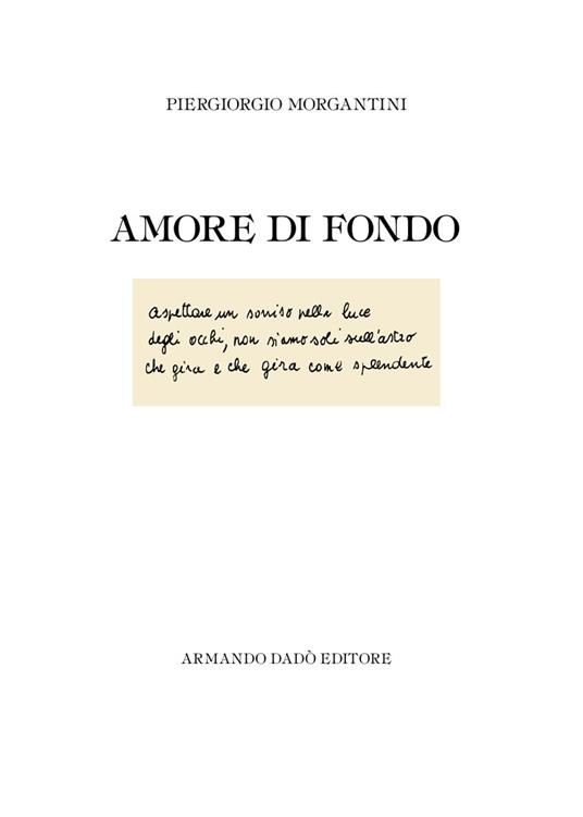 Amore di fondo - Piergiorgio Morgantini - copertina