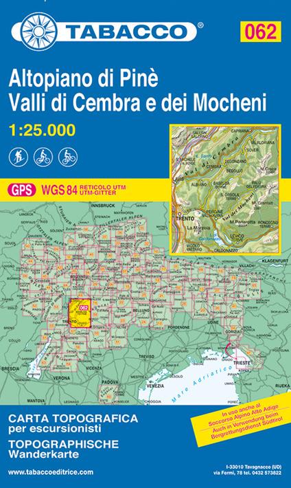 Altopiano di Pinè. Valli di Cembra e dei Mocheni. Carta topografica 1:25.000 - copertina
