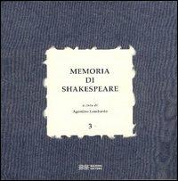 Memoria di Shakespeare. Vol. 3 - copertina