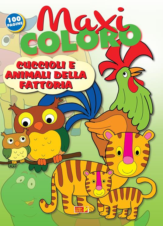 Maxi coloro: cuccioli e animali della fattoria - copertina