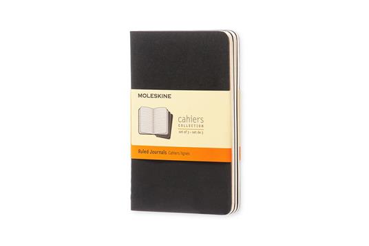 Quaderno Cahier Journal Moleskine pocket a righe nero. Black. Set da 3