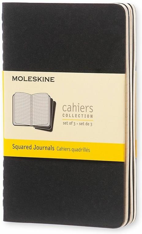 Quaderno Cahier Journal Moleskine pocket a quadretti nero. Black. Set da 3 - 2