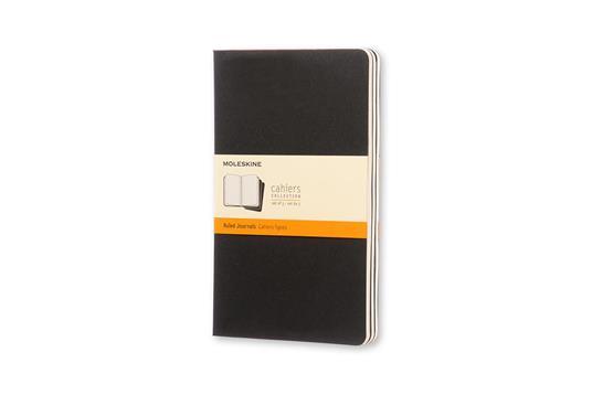 Quaderno Cahier Journal Moleskine large a righe nero. Black. Set da 3