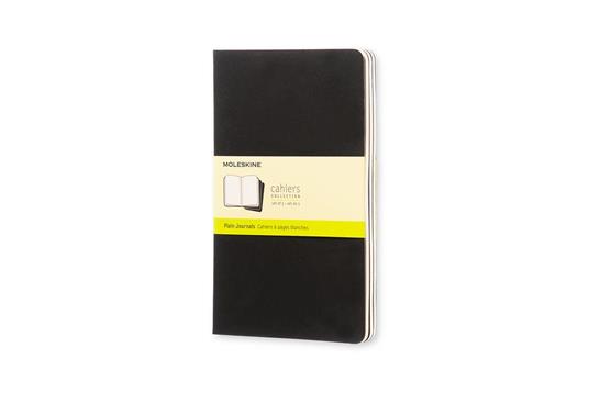 Quaderno Cahier Journal Moleskine large a pagine bianche nero. Black. Set da 3