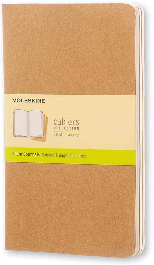 Quaderno Cahier Journal Moleskine large a pagine bianche beige. Kraft Brown. Set da 3