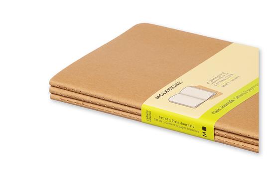 Quaderno Cahier Journal Moleskine large a pagine bianche beige. Kraft Brown. Set da 3 - 5