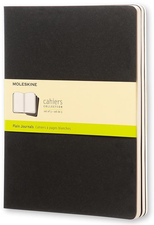 Quaderno Cahier Journal Moleskine XL a pagine bianche nero. Black. Set da 3 - 6