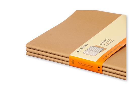 Quaderno Cahier Journal Moleskine XL a righe beige. Kraft Brown. Set da 3 - 5