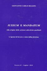 Iussum e mandatum. Alla origine delle actiones adiecticiae qualitatis. Vol. 1: Ipotesi di lavoro e stato della dottrina.