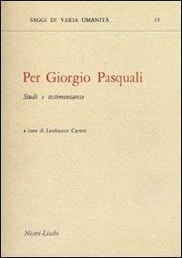 Per Giorgio Pasquali - copertina