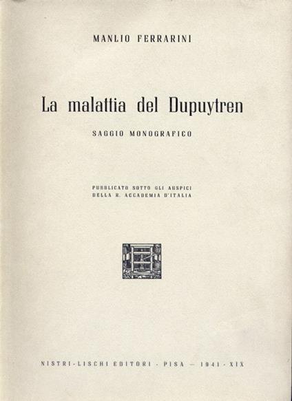 La malattia del Dupuytren - Manlio Ferrarini - copertina