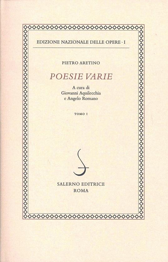 Poesie varie. Vol. 1 - Pietro Aretino - copertina