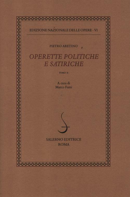 Operette politiche e satiriche. Vol. 6\2 - Pietro Aretino - copertina
