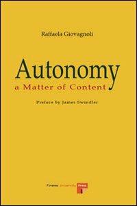 Autonomy. A matter of content - Raffaela Giovagnoli - copertina