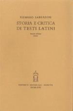 Storia e critica di testi latini. Cicerone, Donato, Tacito, Celso, Plauto, Plinio, Quintiliano, Livio e Sallustio, commedia ignota