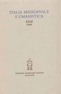 Italia medioevale e umanistica. Vol. 23 - copertina