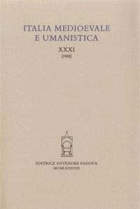 Italia medioevale e umanistica. Vol. 31 - copertina