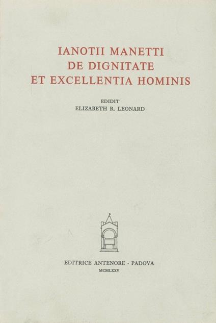 De dignitate et excellentia hominis - Giannozzo Manetti - copertina