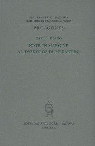 Note in margine al «Dyskolos» di Menandro - Carlo Diano - copertina