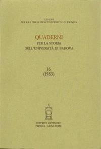 Quaderni per la storia dell'Università di Padova. Vol. 16 - copertina