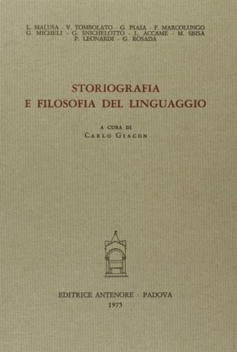 Storiografia e filosofia del linguaggio - copertina