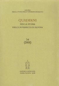Quaderni per la storia dell'Università di Padova. Vol. 34: Roberto Ardigò, una vita interamente dedicata alla scienza, alla scuola. Atti (21 ottobre 1999) - copertina