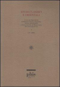 Studi classici e orientali (2008). Vol. 54 - copertina
