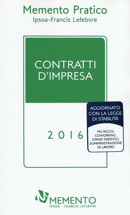 Memento Pratico. Contratti d'impresa 2016 - copertina