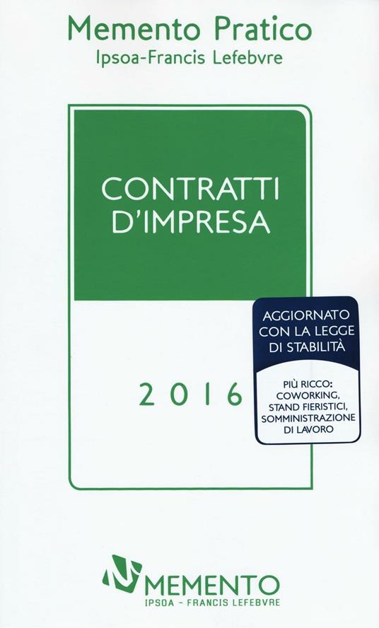 Memento Pratico. Contratti d'impresa 2016 - copertina