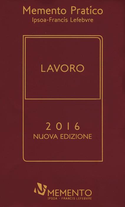 Memento pratico lavoro 2016 - copertina