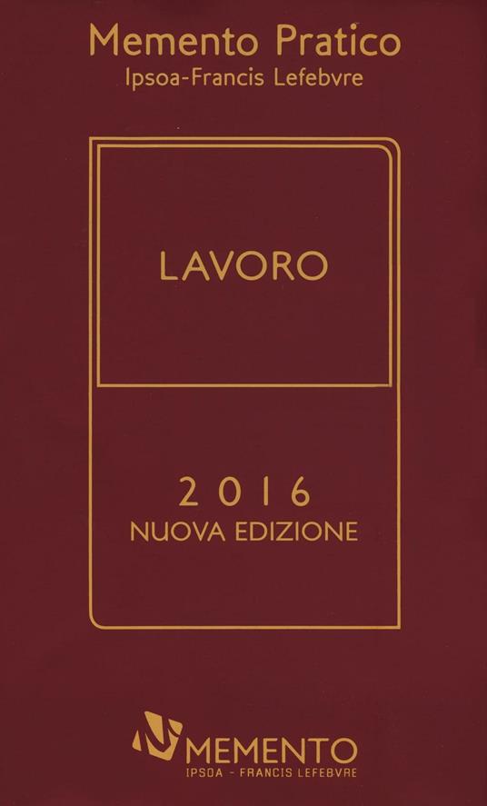 Memento pratico lavoro 2016 - copertina