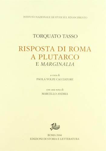 La risposta di Roma a Plutarco e Marginalia - Torquato Tasso - copertina