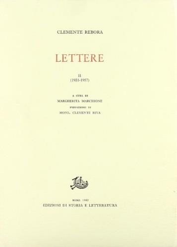 Lettere. Vol. 2: 1931-1957 - Clemente Rebora - copertina