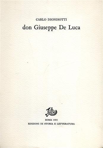 Don Giuseppe De Luca - Carlo Dionisotti - copertina