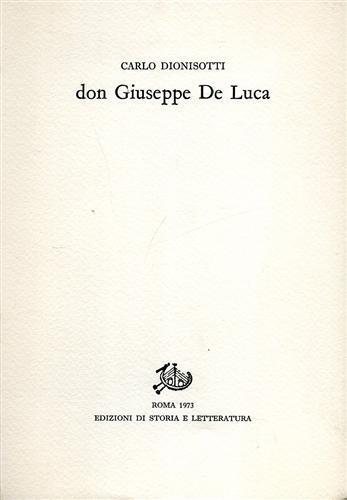 Don Giuseppe De Luca - Carlo Dionisotti - copertina