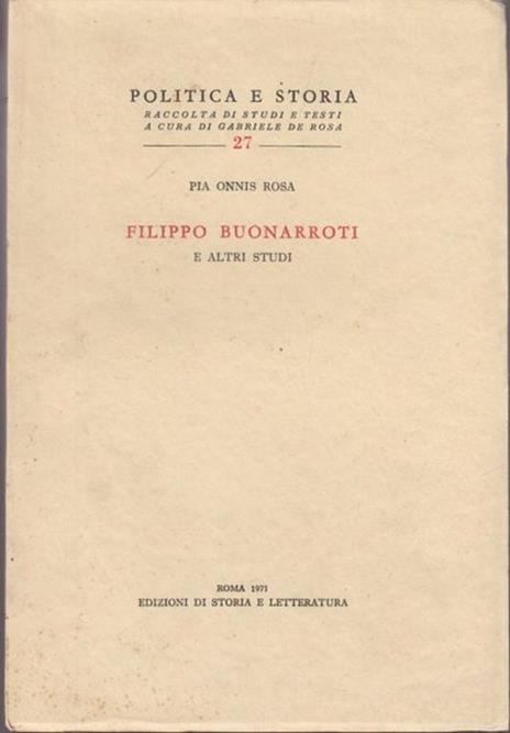 Filippo Buonarroti e altri studi - Rosa P. Onnis - copertina