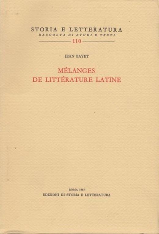 Mélanges de littérature latine - Jean Bayet - copertina