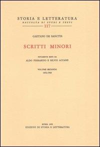 Scritti minori. Vol. 2: 1892-1905. - Gaetano De Sanctis - copertina