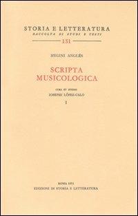 Scripta musicologica - Igino Anglés - copertina