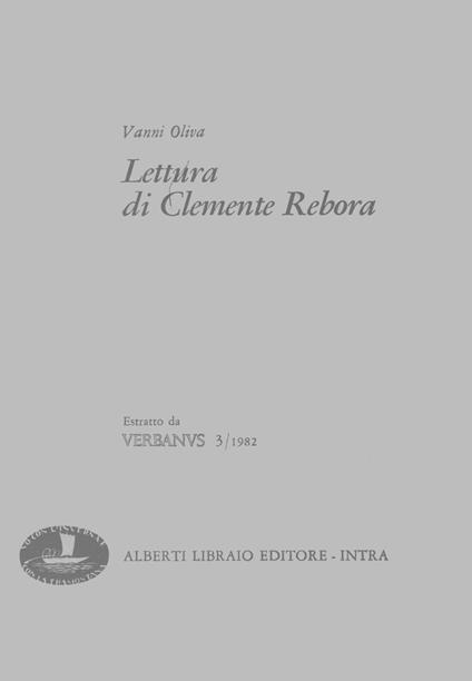 Lettura di Clemente Rebora-Clemente Rebora e il suo lago - Vanni Oliva,Carlo Zapelloni - copertina