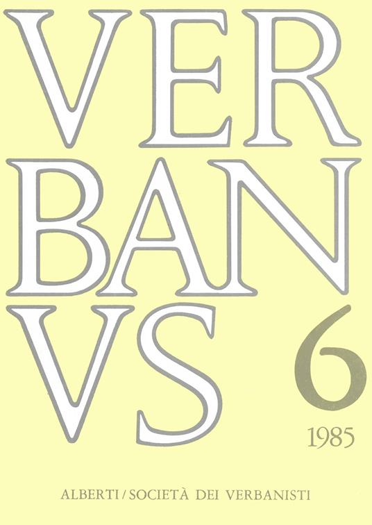 Verbanus. Rassegna per la cultura, l'arte, la storia del lago. Vol. 6 - copertina