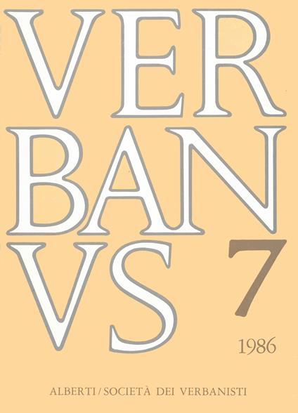 Verbanus. Rassegna per la cultura, l'arte, la storia del lago. Vol. 7 - copertina