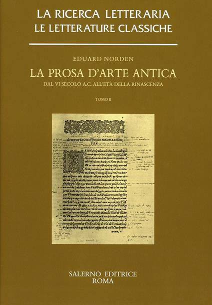 La prosa d'arte antica. Dal VI secolo a. C. all'età della rinascenza - Eduard Norden - copertina