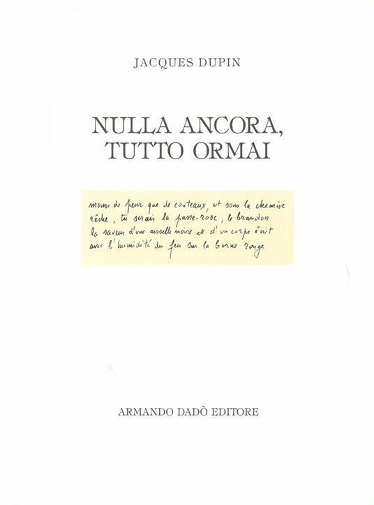 Nulla ancora, tutto ormai - Jacques Dupin - copertina