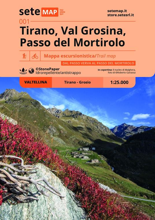 Tirano, Val Grosina, Passo del Mortirolo. Carta escursionistica in scala 1:25.000. Dal Passo Verva al Passo del Mortirolo. Valtellina - copertina