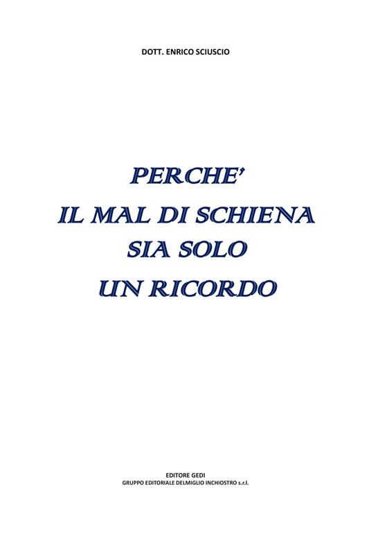 Perché il mal di schiena sia solo un ricordo - Enrico Sciuscio - copertina