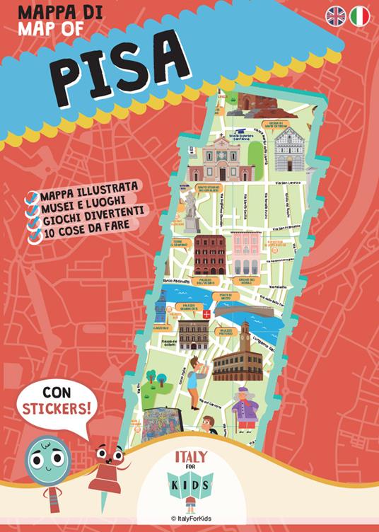 Mappa di Pisa illustrata. Con adesivi. Ediz. bilingue - Sara Dania,Donata Piva - copertina