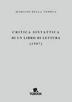 Critica sintattica di un libro di lettura (1987)