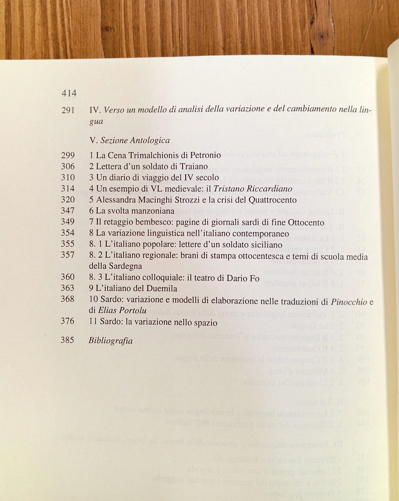La lingua nel tempo. Variazione e cambiamento in italiano, latino e sardo