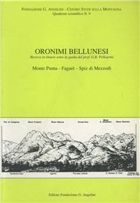 Oronimi bellunesi. Quaderno scientifico. Vol. 9: Ricerca di itinere sotto la guida prof.G.B.Pellegrini. Monte Punta, Fagarè, Spiz di Mezzodì. - Ester Cason Angelini - copertina